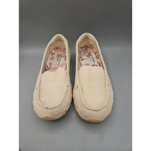 Sketchers Canvas 8.5 Beige Slip-on Relaxed Fit Memory Foam Bikers Pedestrian - Picture 2 of 11
